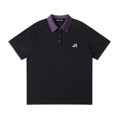 Contrast Collar Raglan Polo Shirt