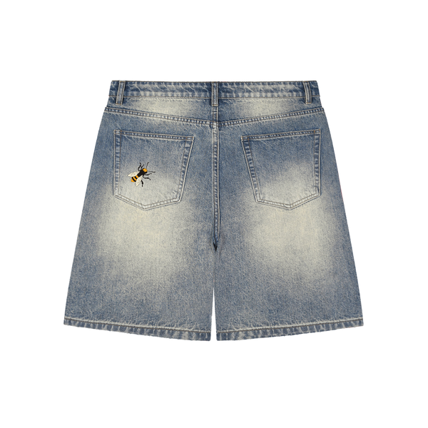 Faded Distressed Baggy Denim Shorts