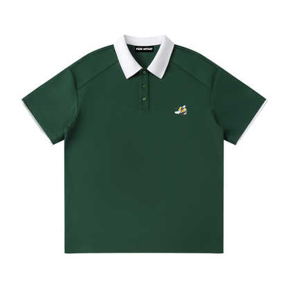 Contrast Collar Raglan Polo Shirt